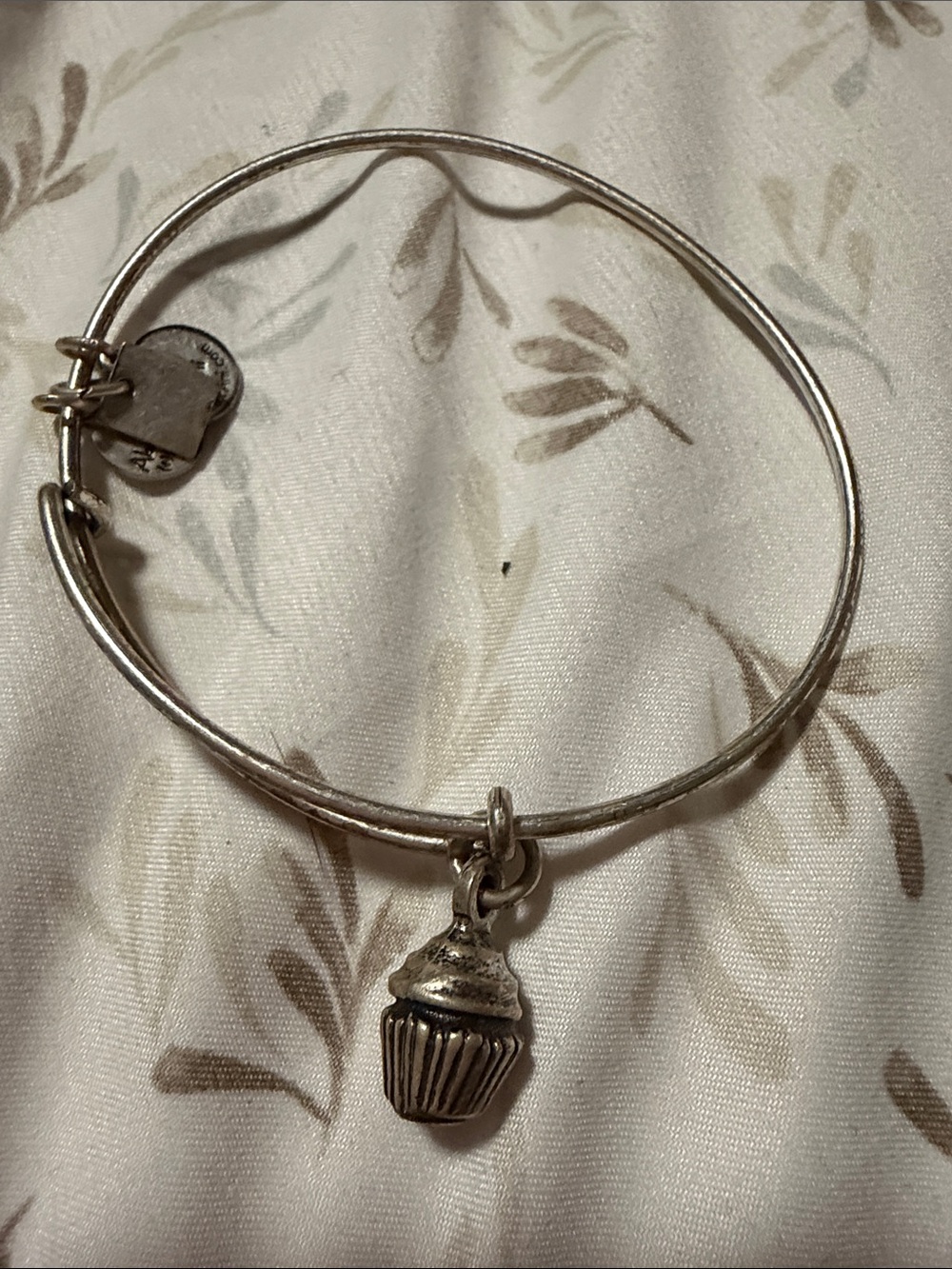 Alex and Ani Silver Cupcake Charm Bangle Bracelet